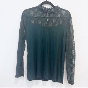 INC forest green lace top
